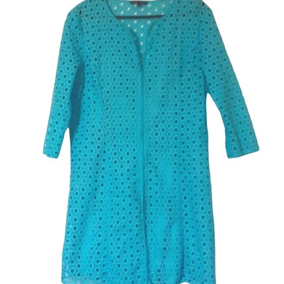 Womens Sz Large Turquoise Fairy Lace Slip Dress Zip Up Overlay by Samuel Dong - Picture 1 of 13